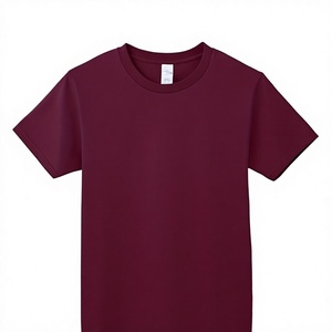 เสื้อยืดคอโอ แขนสั้น สีแดงเลือดหมู สำหรับผู้ชาย ผ้าถัก โพลีเอสเตอร์ 100% ทรงปกติ สีพื้น  รับออกแบบลายตามสั่ง - Product Image 1