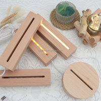 Lampe de nuit LED 3D illusion Base de lampe de nuit en bois pour acrylique acrylique rectangulaire rond ovale Lmpara bois personnalisé
