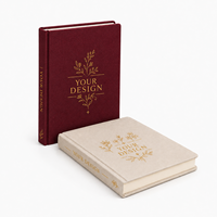 Carnet A5 personnalisé avec logo en feuille d'or, couverture rigide en tissu de lin, idéal pour les cadeaux et la vente au détail