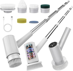 Brosse de nettoyage électrique sans fil rotative rechargeable avec têtes interchangeables pour la cuisine - Product Image 1