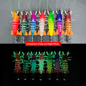 Leurre de pêche en eau salée phosphorescent en forme de <span class=keywords><strong>crevette</strong></span>, calmar ou <span class=keywords><strong>crevette</strong></span> artificielle, avec billes sonores, pattes souples et aile de queue - Product Image 2