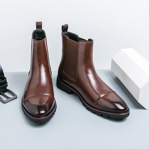Bottines Chelsea pour homme, tendance rétro, chaussures décontractées à enfiler avec doublure en cuir véritable, saison printemps - Product Image 3