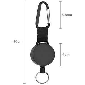Móc Chìa Khóa Nặng Có Thể Thu Gọn, Cuộn Huy Hiệu Tùy Chỉnh Có Thể Thu Gọn Với Dây Thép 26 <span class=keywords><strong>Inch</strong></span> Cho Móc Khóa Thẻ Tên Id, Màu Đen - Product Image 5