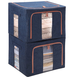 Caja de almacenamiento rectangular apilable de 66L, organizador de contenedores de ropa plegable con ventana transparente y asas de transporte - Product Image 1
