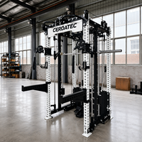Machine Smith compacte tout-en-un 1000LBS, rack de musculation robuste avec double croisement de câbles et empilements de poids