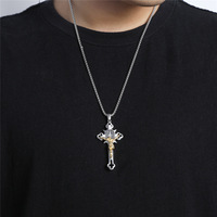 Support Oem/Odm Vintage Gothique Croix Pendentif Religieux Saint Benoît Collier Chrétien Jésus Crucifix Croix Collier