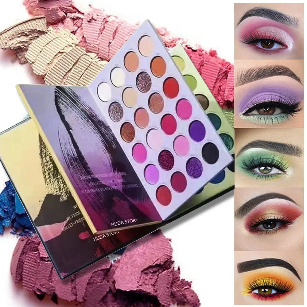 Paleta de sombras para olhos de marca própria com logotipo personalizado, boa qualidade, maquiagem cosmética, 72 cores, paleta de sombras altamente pigmentadas