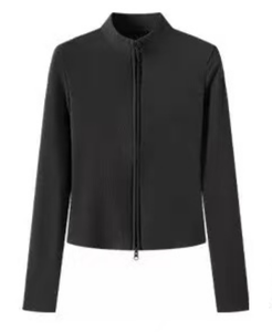 China High Quality <strong>Lady</strong> Long Sleeve Sweater Daily Wear Tshirt Slim <strong>Fit</strong> Casual Top Plain 2 Way Zip Work Out Elastane <strong>Basic</strong> Tshirt - Product Image 5