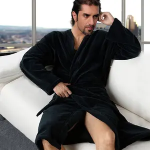 Robe de bain en velours pour hommes, tissu éponge 100% coton, peignoir d'hôtel
