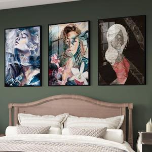 Tableau mural abstrait sur toile : <span class=keywords><strong>Portrait</strong></span> féminin, Art moderne, <span class=keywords><strong>Peinture</strong></span> de femme, Style graffiti coloré, Impression de figure pour décoration de salon - Product Image 2