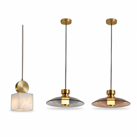 Lustre LED suspendu pour salle à manger, verre transparent, noir et or, pour îlot de cuisine, E26, hauteur réglable, lampe de plafond moderne, design artistique