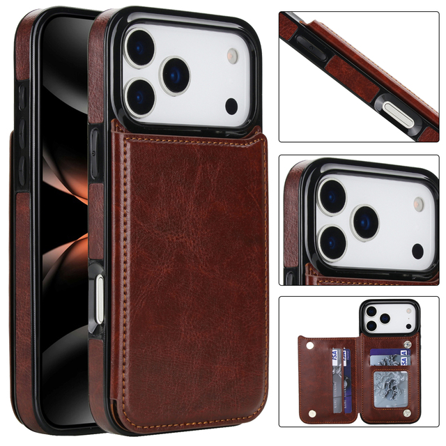 Hot Sales PU Leather Flip Wallet Phone Case With 10 Multi Card Holders Shockproof Phone Cover for iPhone 17 16 15 14 Pro Max