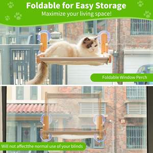 Amaca per Gatti Pieghevole JQ, Lettino da Finestra per Gatti con Telaio in Legno e Copertura in Rete Traspirante a Sandwich per Gatti da Interno - Product Image 4