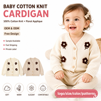 Cárdigan de Punto de Algodón para Bebé de Marca Propia con Apliques Florales, Elegante Suéter para Niños, Conjuntos de Ropa para Niños Pequeños