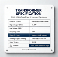 Transformateur triphasé immergé dans l'huile S13-125kVA 13.8kV-0.22kV 60Hz ANSI pour l'Amérique latine, peut être marqué 120kVA sur la plaque signalétique