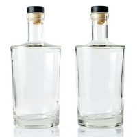 Bouteille en verre personnalisable à col étroit transparent pour spiritueux, whisky, vodka, gin, avec bouchon en liège et impression sérigraphiée