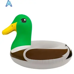 Eco-friendly high quality vinyl PVC air blow inflatable duck shape swim tube swim ring for cartoon animal swim ring