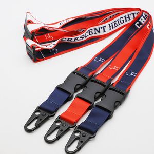 Custom School Heat Transfer Lanyard Safety Quick Release Buckle Stripe Black Eagle Mouth Hook Student ID Badge Lanyard - Product Image 1