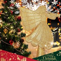 Décorations de Noël, cadeau, sommet d'arbre de Noël, projecteur de flocons de neige blancs rotatifs 3D, étoile de Noël, lumière de sommet d'arbre en angle