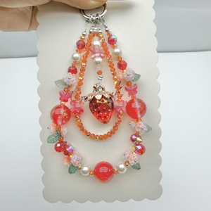 Chaîne de téléphone artisanale en perles Heishi, motif de nuit étoilée et de fleurs lumineuses, avec un motif de conte de fées, pour porte-clés - Product Image 1