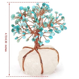 Pierres d'amazonite en cristal de guérison, chakras, arbre de vie naturel, Quartz clair, pour cadeaux de décoration - Product Image 4