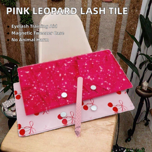 Pince à épiler magnétique en acrylique pour cils, motif léopard rose, vente en gros, logo personnalisé, outil de beauté durable, forme cœur - Product Image 2