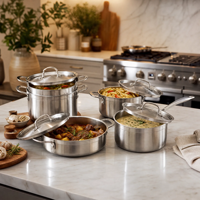 Ensemble de 9 casseroles et poêles en acier inoxydable pour cuisinière à induction, idéal pour la cuisine à domicile