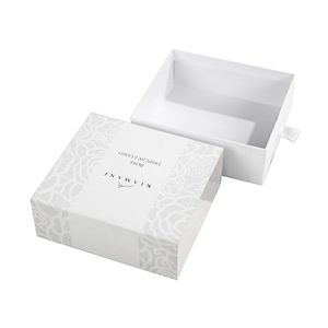 Custom Printed Logo <b>White</b> Jewelry Drawer <b>Box</b> with Ribbon Cardboard Paper Gift Packaging - Product Image 1