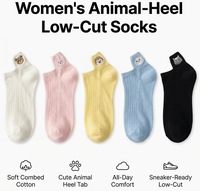 Vente en gros d'usine, chaussettes basses pour femmes, mignonnes, avec broderie de dessins animés, chaussettes amusantes à la mode