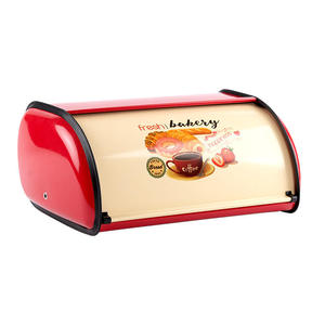 Countertop Drum Type <strong>Roll</strong> <strong>Top</strong> <strong>Bread</strong> <strong>Bin</strong> Black Food Storage Box Metal Iron Kitchen <strong>Bread</strong> Box - Product Image 1