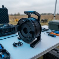 Bobine de câble optique tactique robuste blindée pour déploiement sur le terrain, cordon de brassage fibre optique LC SC MPO avec tambour résistant aux chocs pour extérieur