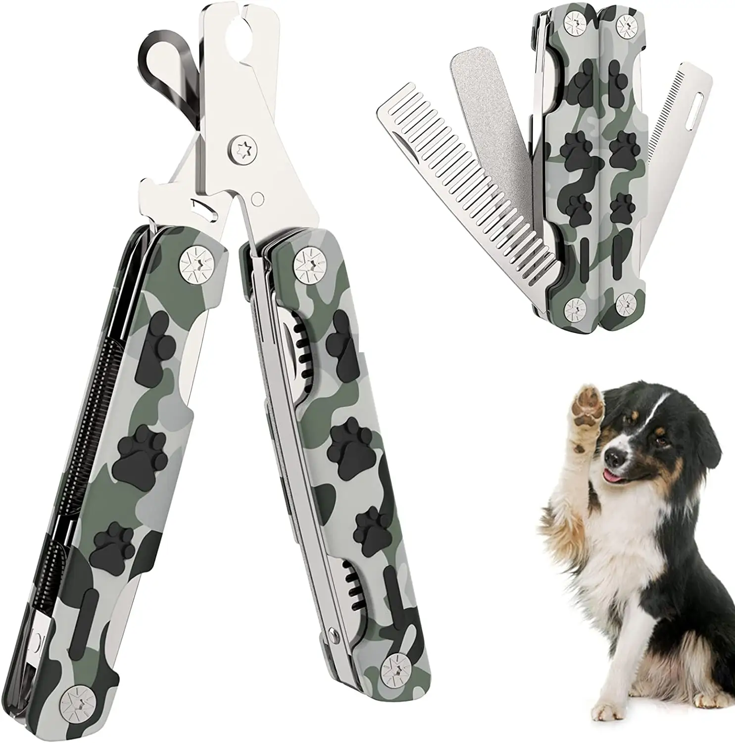 4 in 1 Professional Heavy Duty Metal Dog Cat Nail Trimmer with Nail File Grooming Comb Dog Toenail Clipper Pet Nail Clipper for
