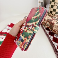 Avec lanière Portefeuille de Noël Flip Leather Mobile Phone Case pour Iphone 17 Pro Max 17 Air 16 Plus