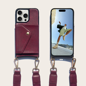 Lanière de téléphone de <span class=keywords><strong>luxe</strong></span> nouveau 2025 étui de téléphone à bandoulière en cuir Mobile portefeuille <span class=keywords><strong>porte</strong></span>-carte pour iPhone 14 Pro Max étui portefeuille à bandoulière - Product Image 3