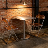 Ensemble de meubles de café, table de restaurant, table en acier inoxydable industrielle gain de place pour l'intérieur des cafés, cadre antirouille