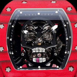 Montre mécanique à remontage manuel 052 en fibre de carbone rouge, modèle Skull Tourbillon, pour femmes et hommes, Tech Noir Apex Timepiece Watch - Product Image 2