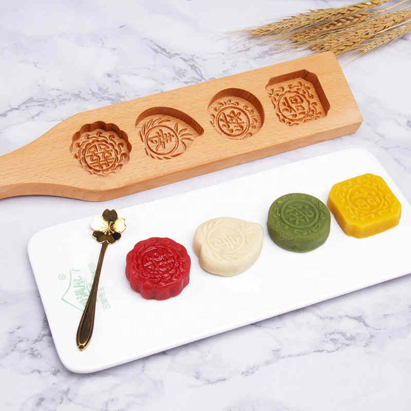 1 Piece Wooden Mid-autumn Festival Mooncake Mold Cookies Mold 3D Flower Fondant Mooncake Baking Mould Tools Handmade Soap Molds