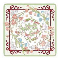 Tapis de jeu Mahjong en forme de cœur trèfle à quatre feuilles en dentelle blanche texture rotin, avec dos en caoutchouc antidérapant et amortissant les chocs