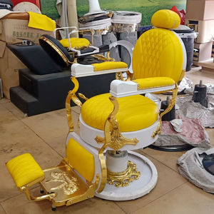 Sillas de acero inoxidable para salón de belleza, diseño de silla de <span class=keywords><strong>barber</strong></span>ía redonda, color amarillo, a buen precio - Product Image 3
