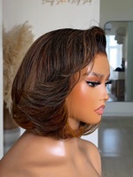 Peluca de Cabello Humano 100% Natural, Cabello Virgen con Reflejos Marrones, Pelucas con Cierre de Encaje Transparente para Mujer, Color Natural, Línea de Cabello Natural Vietnamita