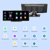 Monitor Mobil Portabel 10,26 Inci Baru 2024, Stereo Dashboard BT, Layar Sentuh Android Auto Nirkabel, Mirror Link Carplay