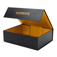 Boîtes Cadeaux Magnétiques Pliables en Carton Rigide Noir de Luxe, avec Fermeture Aimantée et Impression Personnalisée de Votre Logo