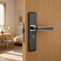 Ensemble de poignées de porte en acier/alliage finition noire mate, avec serrure à levier moderne, pour portes intérieures de chambre, salle de bain, hôtel, ambidextre, facile à installer