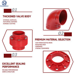 Raccords de tuyauterie rainurés en fonte ductile, peints : Té rainuré, Coude, Union, Réducteur, Croix, Raccord flexible, pour système d'extinction incendie - Product Image 5