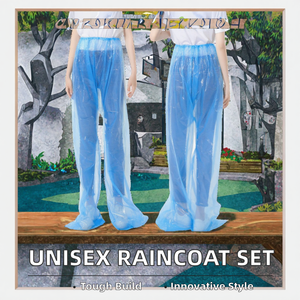 Pantalon imperméable jetable unisexe pour l'extérieur, poncho portable en plastique avec design séparé anti-éclaboussures pour le camping et la pêche - Product Image 2