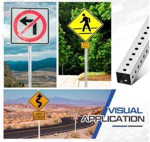 Poteau de signalisation routière perforé carré galvanisé à chaud, poteau de signalisation d'avertissement routier, poteau de signalisation routière personnalisé, poteau de support pour signalisation de sécurité routière - Product Image 6