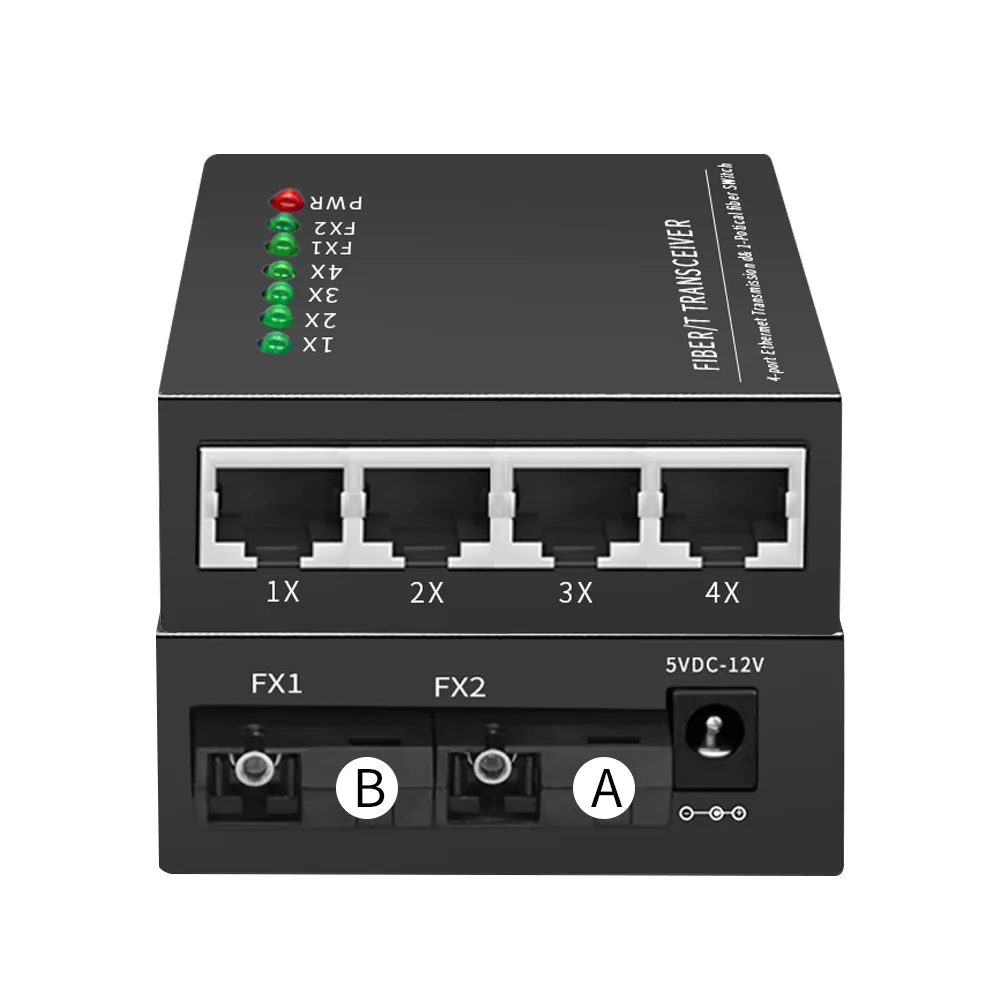 10/، 20 M ، 2 منفذ SC RJ45 إلى إيثرنت سريع إلى الألياف البصرية