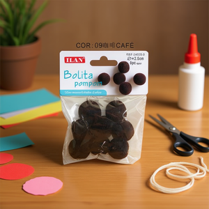 Ilan Bolita Pompom 2.5Cm Couleur Café Décoration Artisanale - Product Image 3