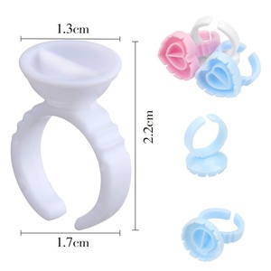 Wholesale New Nude White Pink Blue Heart Shape Flower Glue Ring Eyelash Extension Tools Lash Glue Rings - Product Image 1
