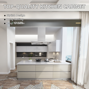 Gabinete de cocina moderno estándar americano, acabado blanco, tablero de melamina montado <span class=keywords><strong>en</strong></span> <span class=keywords><strong>la</strong></span> <span class=keywords><strong>boca</strong></span>, Base, membrana de PVC, Panel de puerta, fregadero de mármol - Product Image 2